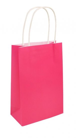 Hot Pink Party Bag With Handles 14 x 21 x 7cm - Click Image to Close