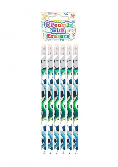 FOOTBALL FULL SIZE PENCIL WITH ERASER 6 PACK - Click Image to Close