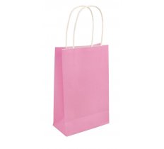 BABY PINK PAPER PARTY BAG WITH HANDLES 14cm X 21 cm X 7cm
