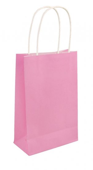 Baby Pink Paper Party Bag With Handles 14cm x 21cm x 7cm - Click Image to Close