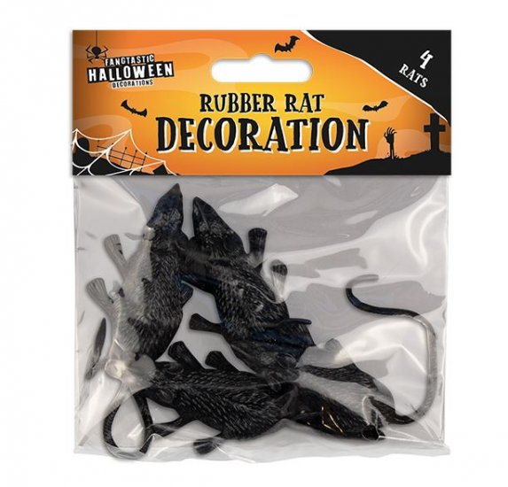 Rubber Rat Decorations 4 Pack - Click Image to Close