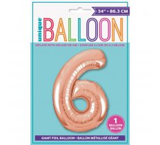 Rose Gold Number 6 Shaped Foil Balloon 34"