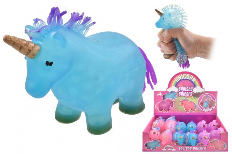 Unicorn Squeeze Squishy Mesh Ball With Beads - Click Image to Close