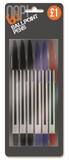 6 Pack Ballpoint Pens - Click Image to Close