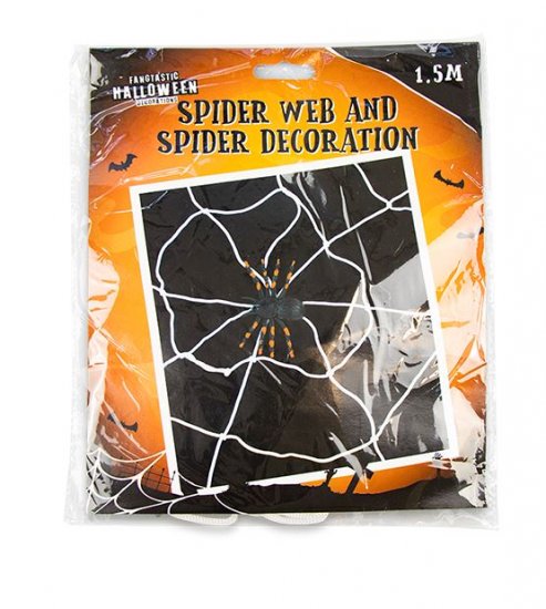 HALLOWEEN SPIDER WEB & SPIDER - Click Image to Close