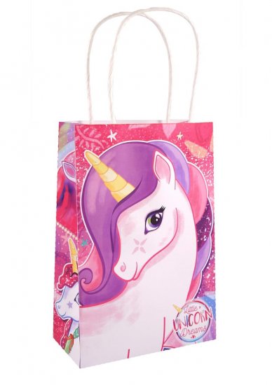 Unicorn Bag Paper Party Bag With Handles 14cm X 21 cm X 7cm - Click Image to Close