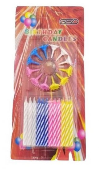 Gsd 24 Pack Birthday Candles & 12 Holders - Click Image to Close