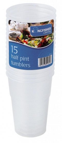 Clear Plastic Half Pint Tumblers 15 Pack - Click Image to Close
