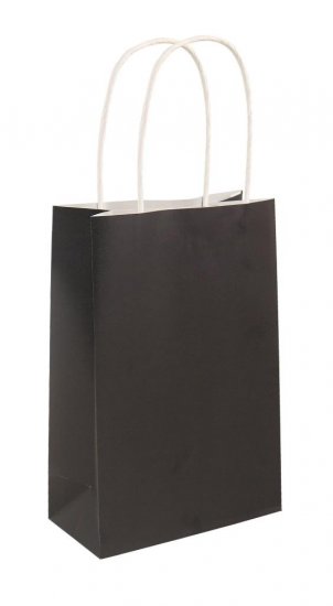 Black Paper Party Bag With Handles 14cm X 21 cm X 7cm - Click Image to Close