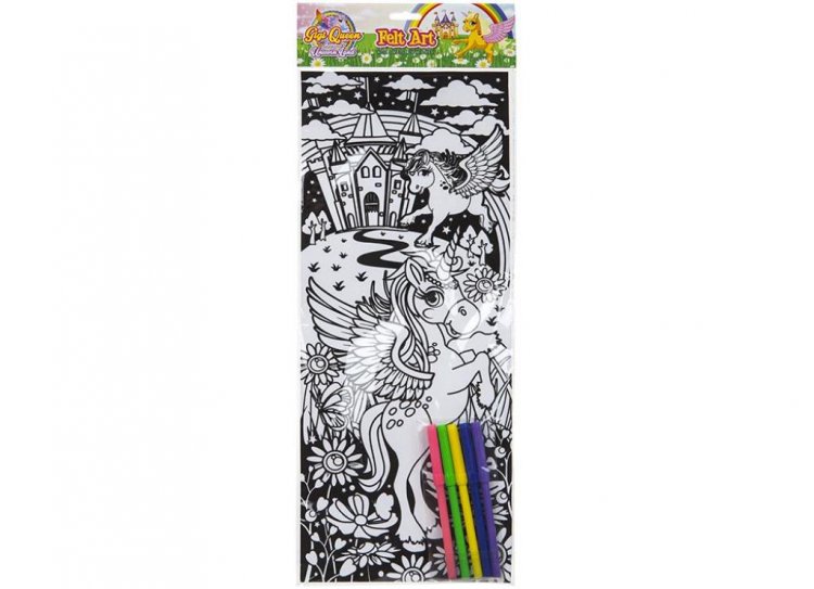 Unicorn Design Giant Art Card With 5 Pastel Felt Pens - Click Image to Close