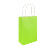 NEON GREEN PAPER PARTY BAG WITH HANDLES 14cm X 21 cm X 7cm