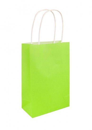 Neon Green Paper Party Bag With Handles 14cm X 21 cm X 7cm - Click Image to Close