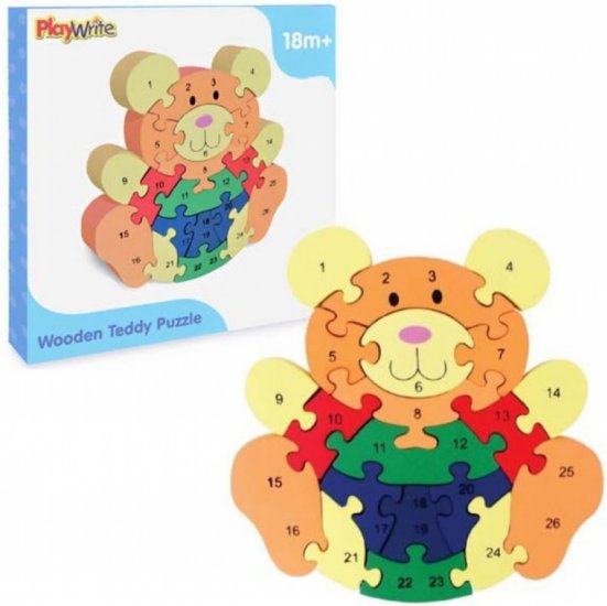 Wooden 21 Piece Teddy Bear Puzzle 22 x 22cm - Click Image to Close