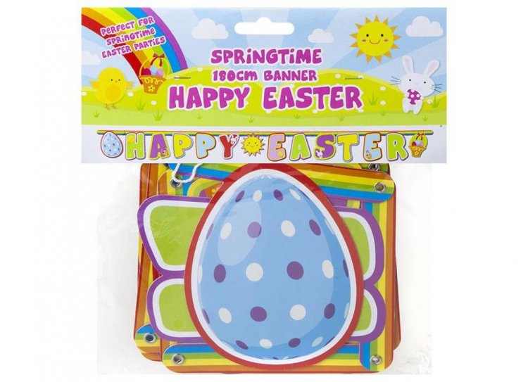 180CM HAPPY EASTER BANNER - Click Image to Close