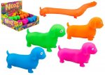 Stretchy Happy Neon Sausage Dog 9cm 4 Assorted