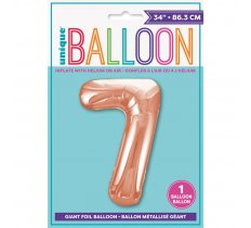 Rose Gold Number 7 Shaped Foil Balloon 34"