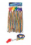 Plastic Whistle 5.5cm With Rainbow Cord X 12 ( 50p Each )