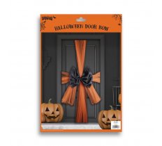 Halloween Door Bow Black/Orange