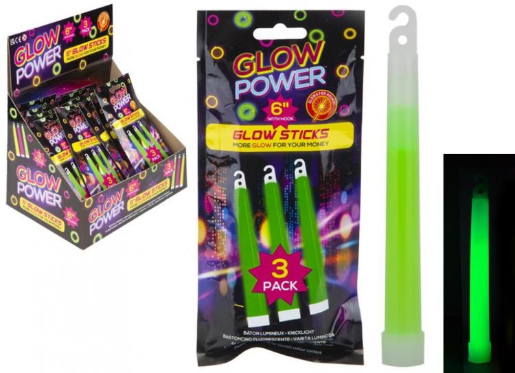 Glow Sticks 6" Pack Of 3 - Click Image to Close