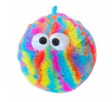 9" ( 23cm ) Furry Face Neon Rainbow Ball With 3D Eyes