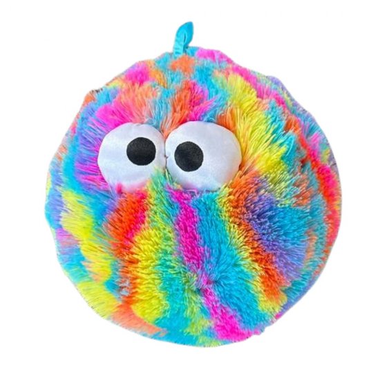 Furry Face Neon Rainbow Ball With 3D Eyes 9" ( 23cm ) - Click Image to Close