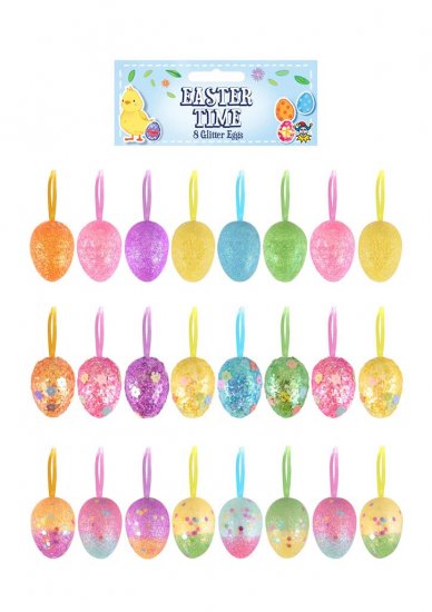 Glitter Easter Egg Decorations and Party Favours (4cm) 8pc - Click Image to Close