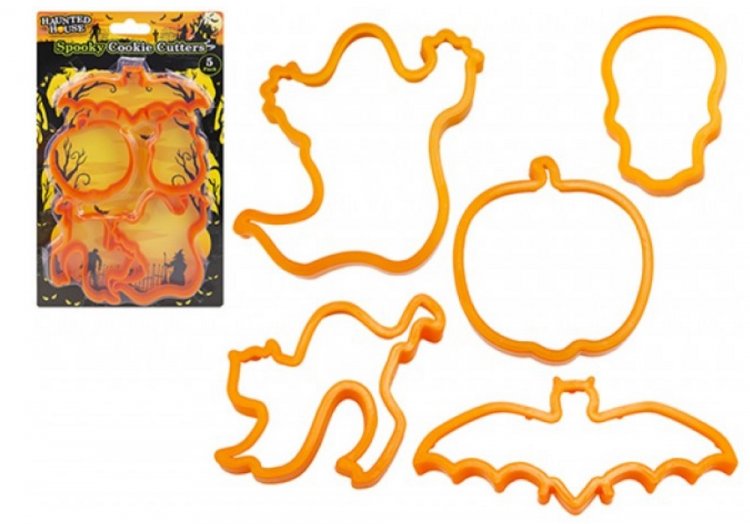 Halloween Set Of 5 Spooky Cookie Cutters - Click Image to Close