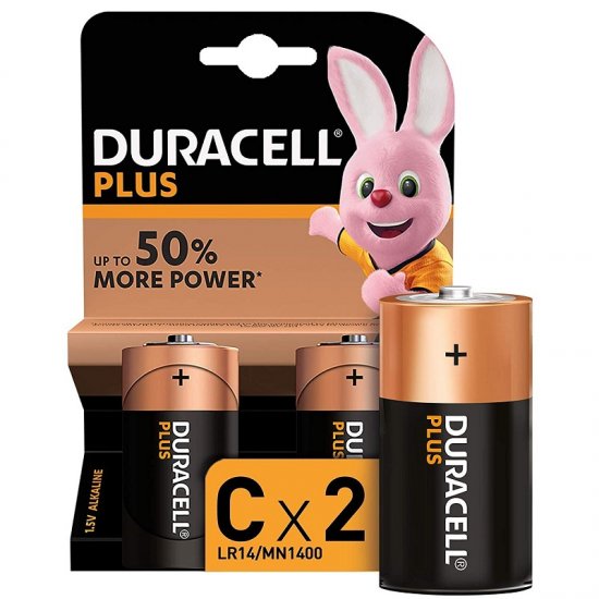 Duracell Plus C Batteries 2 Pack X 10 - Click Image to Close