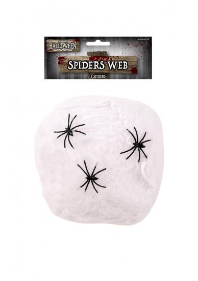 White Spiders Web with 3 Spiders (20g) - Click Image to Close
