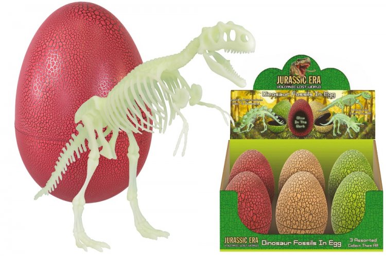 Glow In The Dark Dinosaur Skeleton In Large Egg - Click Image to Close