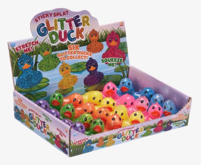 Sticky Splat Duck 2.5" Glittered ( Assorted Colours ) - Click Image to Close