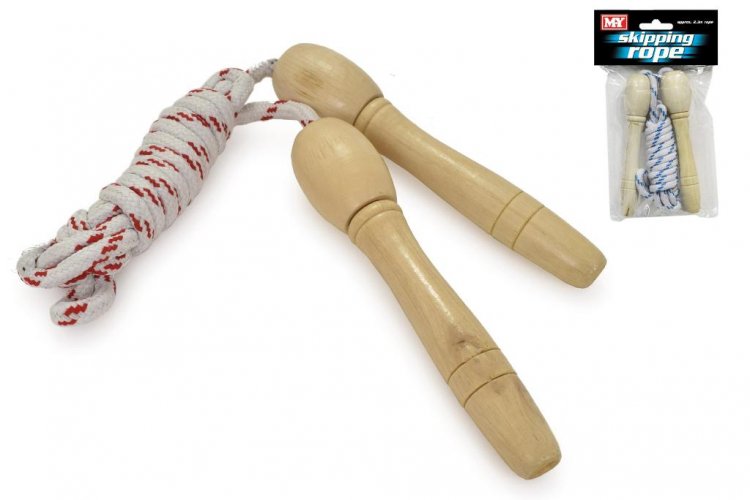 Wooden Handle Skipping Rope 2.3M - Click Image to Close