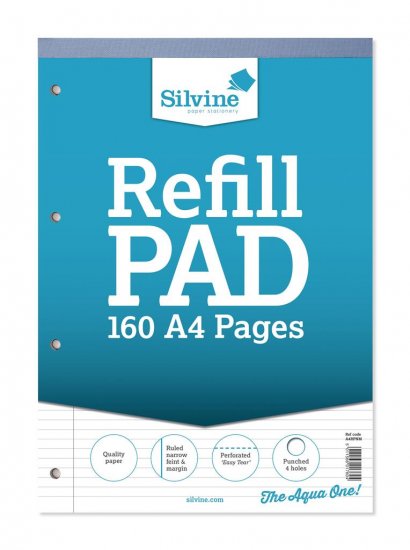 Silvine A4 Refill Pad Narrow Lined With Margin 160 Pages - Click Image to Close