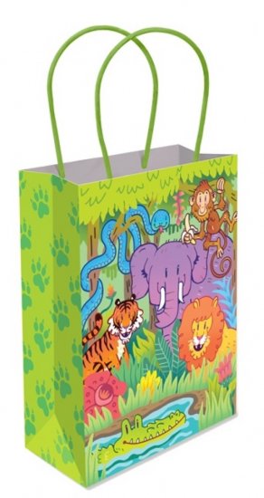 Jungle Animals Paper Bag W/Handles 16 x 22 x 9cm - Click Image to Close