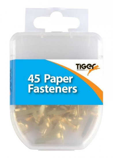 Tiger Essential 60 Paper Fasteners Brass - Click Image to Close
