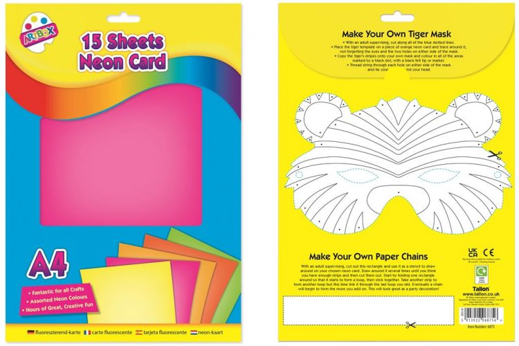 Tallon 15 Sheets A4 Neon Card - Click Image to Close