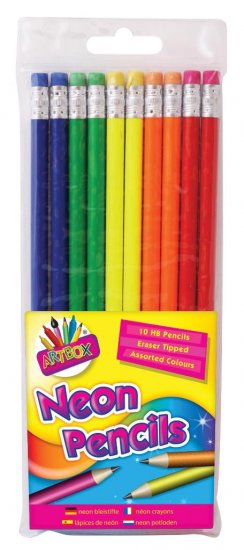Tallon 10 Neon Rubber Tip Hb Pencils - Click Image to Close