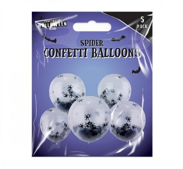 12" Spider Confetti Balloons 5 Pack - Click Image to Close