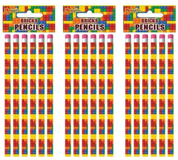 Bricks Pencil Set 6 Pack 17cm - Click Image to Close