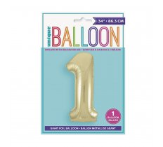 Gold Number 1 Shaped Foil Balloon 34"