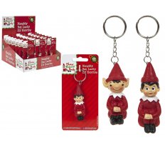 Polystone Hand Painted Naughty But Lucky Elf Keyring 2"