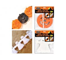3m 3D Die-Cut Paper Garland White Ghost / Orange Pumpkin