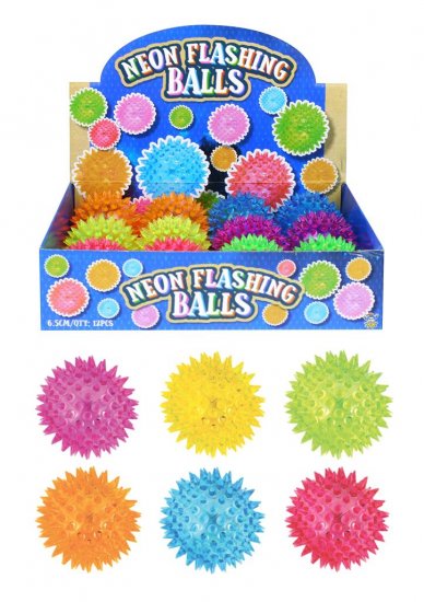 6.5cm Neon Light Up Flashing Spikey Ball - Click Image to Close