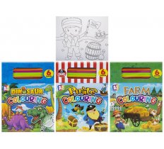 BOYS COLOURING PAD WITH 6 PENCILS 3 ASSORTED DESIGNS