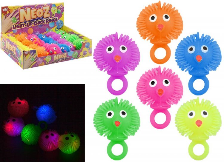 Neon Light Up Little Chick Rings ( Assorted Colors ) - Click Image to Close