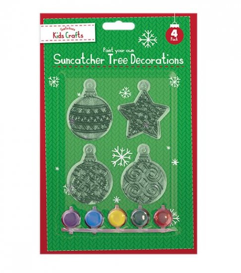 Christmas Suncatcher Tree Decorations with Paint 4pk - Click Image to Close