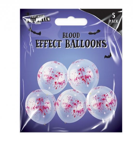 12" Blood Effect Balloons 5 Pack - Click Image to Close