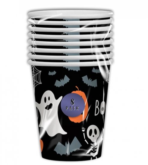Halloween Paper Cups 270ml 8 Pack - Click Image to Close