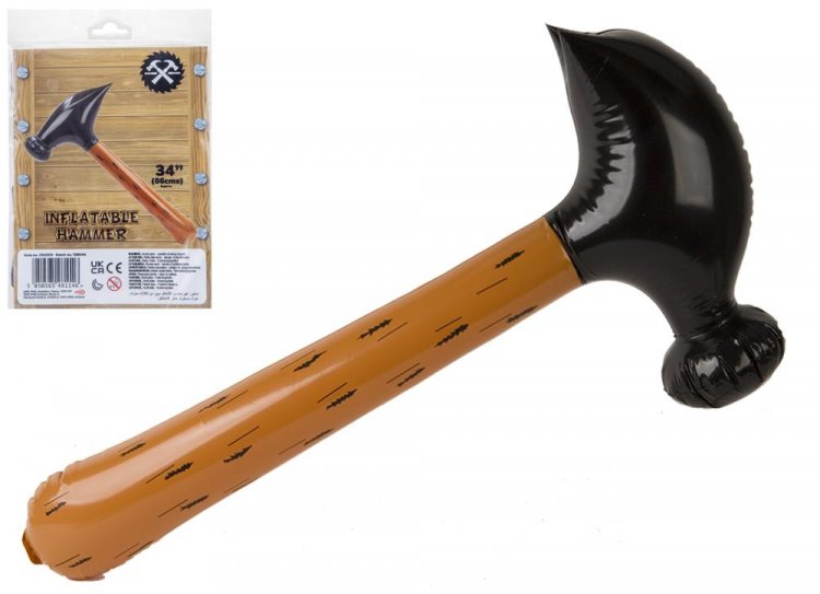 34" Inflatable Novelty Brown Claw Hammer In P/B - Click Image to Close