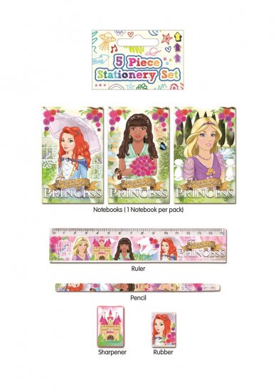 Princess Stationery Set Of 5 - Click Image to Close